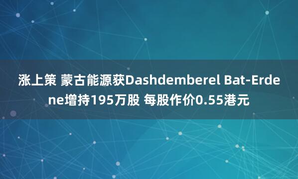 涨上策 蒙古能源获Dashdemberel Bat-Erdene增持195万股 每股作价0.55港元
